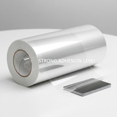 पारदर्शी पीवीसी लेपित ओवरले फिल्म 0.04-1.0 मिमी मोटाई और प्लास्टिक कार्ड लेमिनेशन के लिए मजबूत आसंजन स्तर के साथ